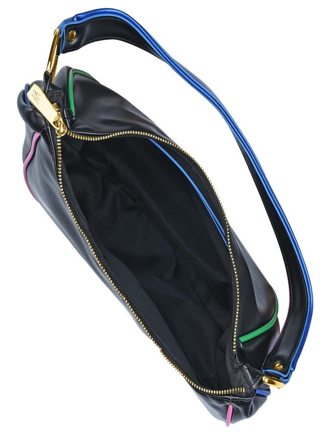 أكسيسورايز حقيبة كتف نسائية سوداء مزينة بحواف من أكسسورايز لندن - Image 4